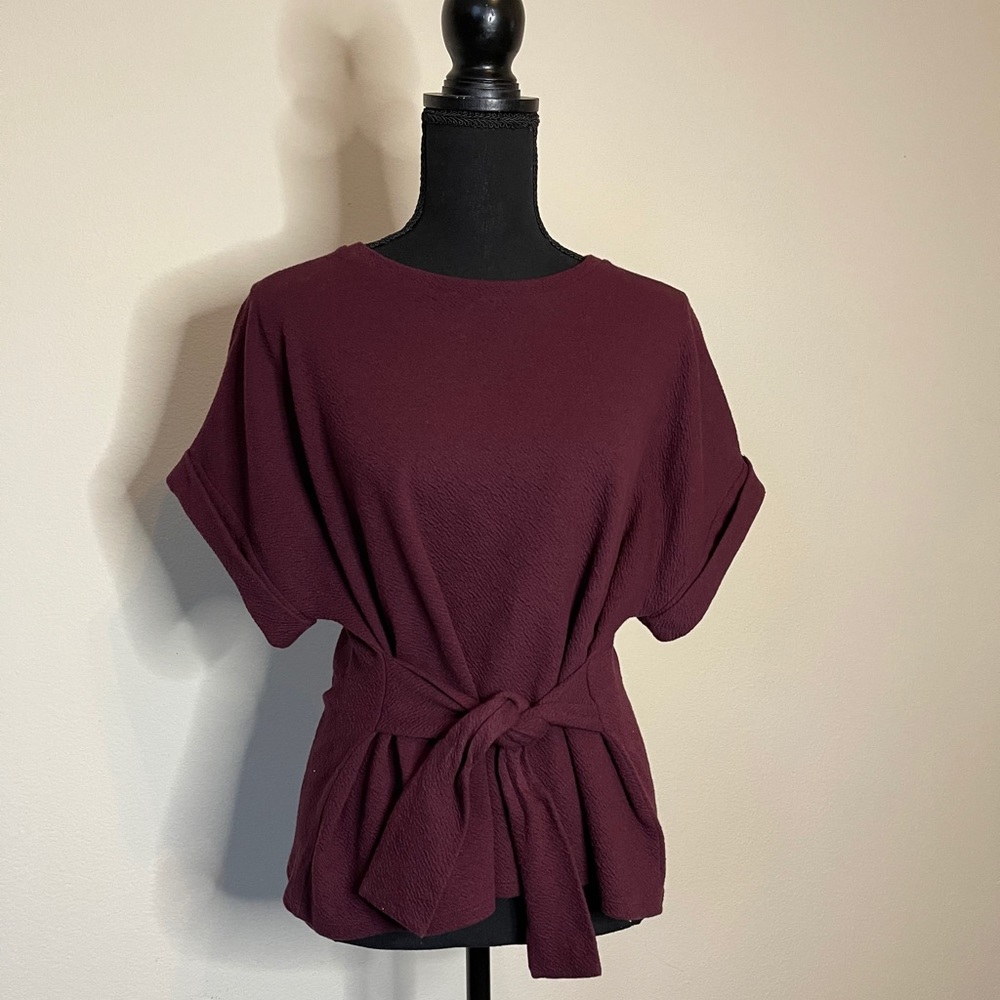 COPY - EXPRESS: Burgundy Front Wrap Top!